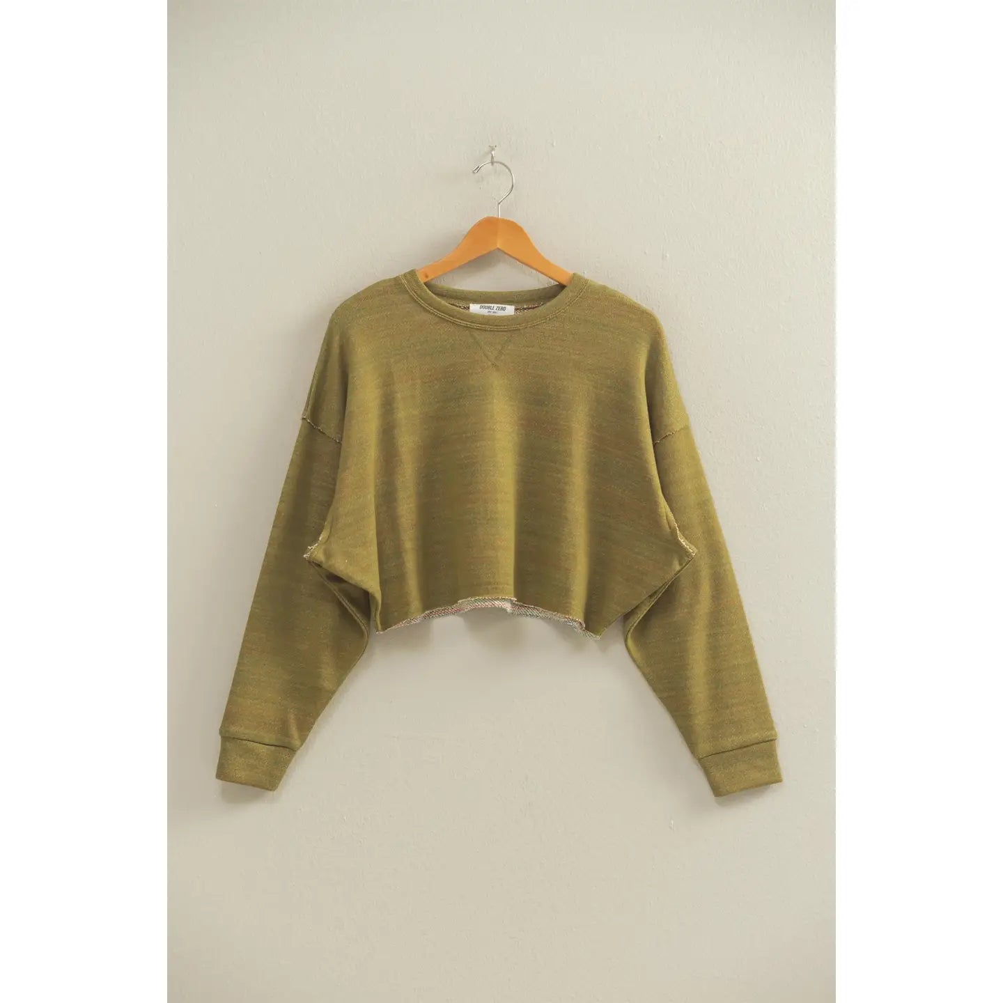 Drop Shoulder Crop Top - Olive