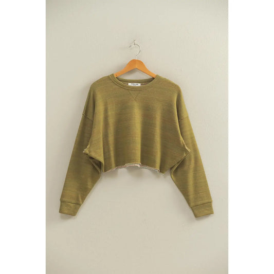 Drop Shoulder Crop Top - Olive