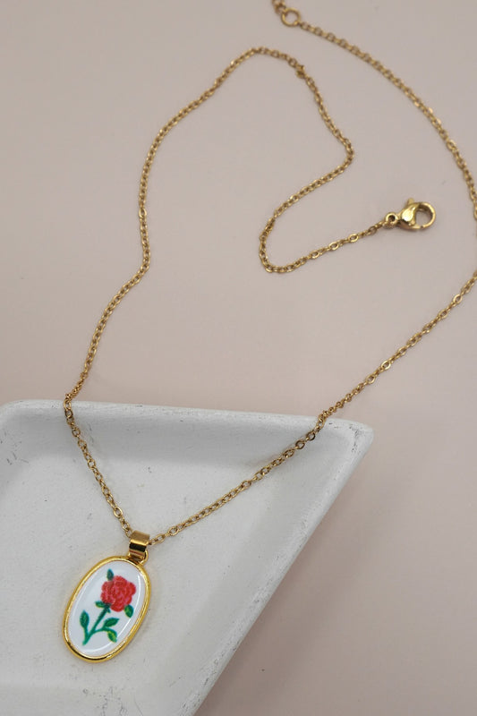 Oval Rose Necklace