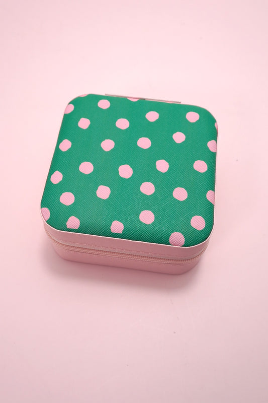 Jewelry Box Organizer - Polka Dot Green