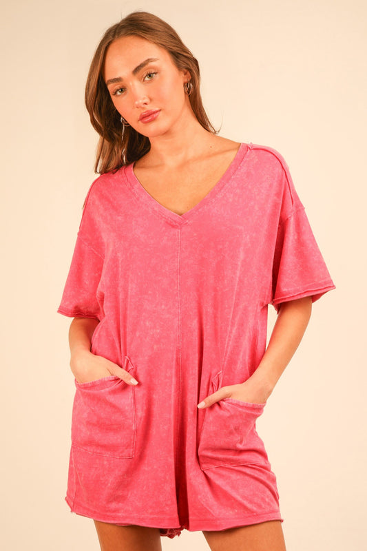 Mineral Washed Oversized Romper