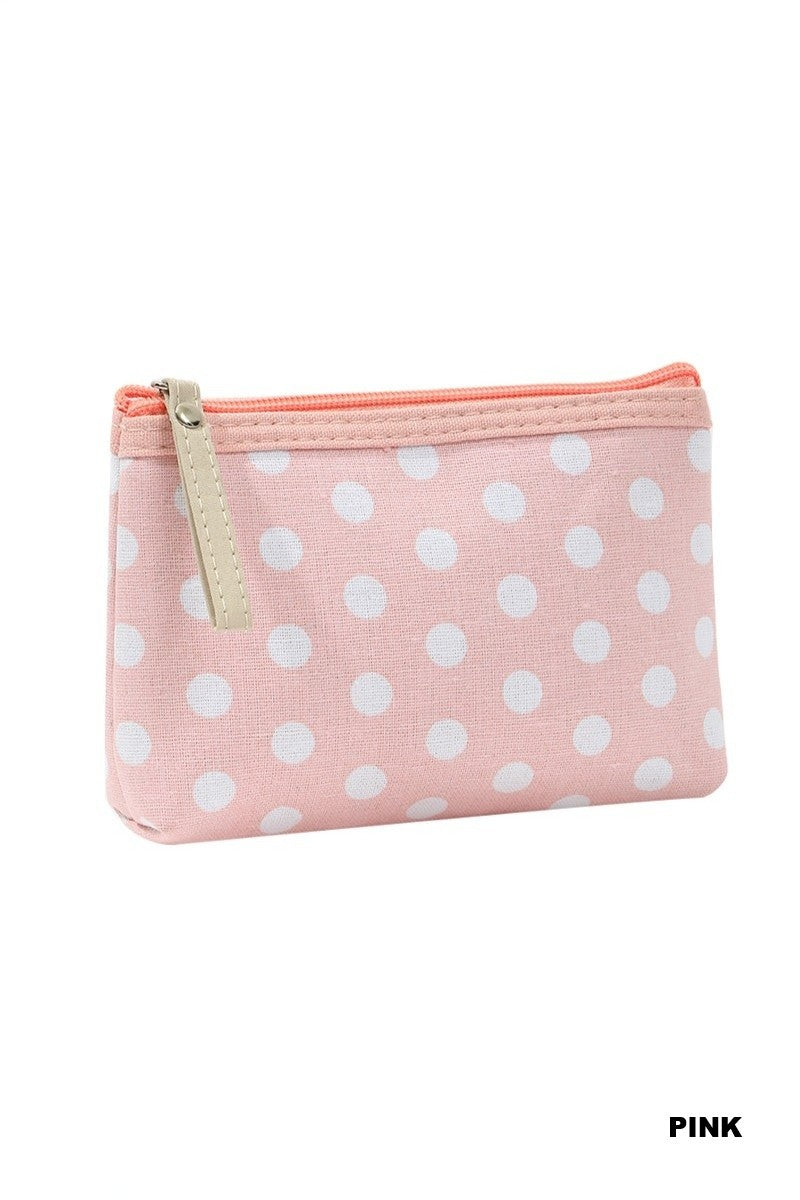 polka dot cosmetic clutch - pink