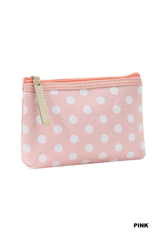 polka dot cosmetic clutch - pink
