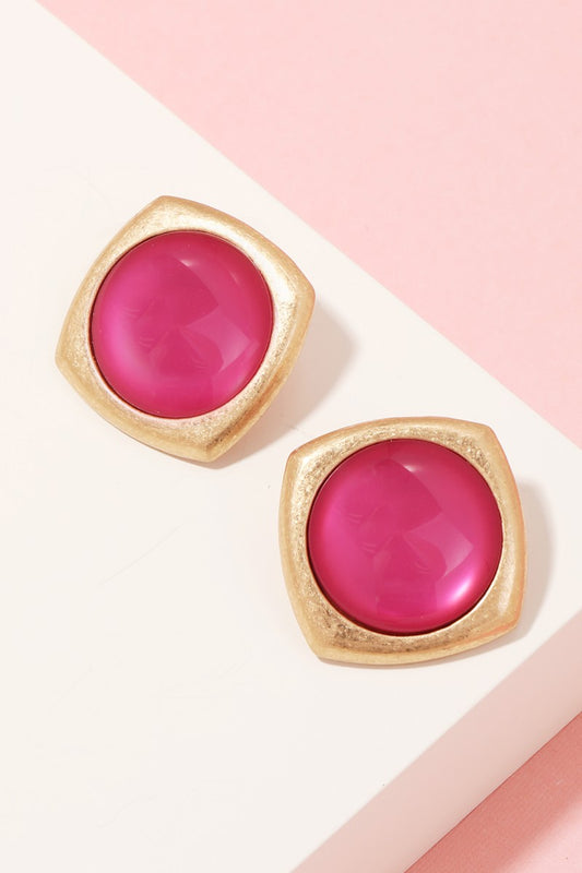 Square Link Round Studs