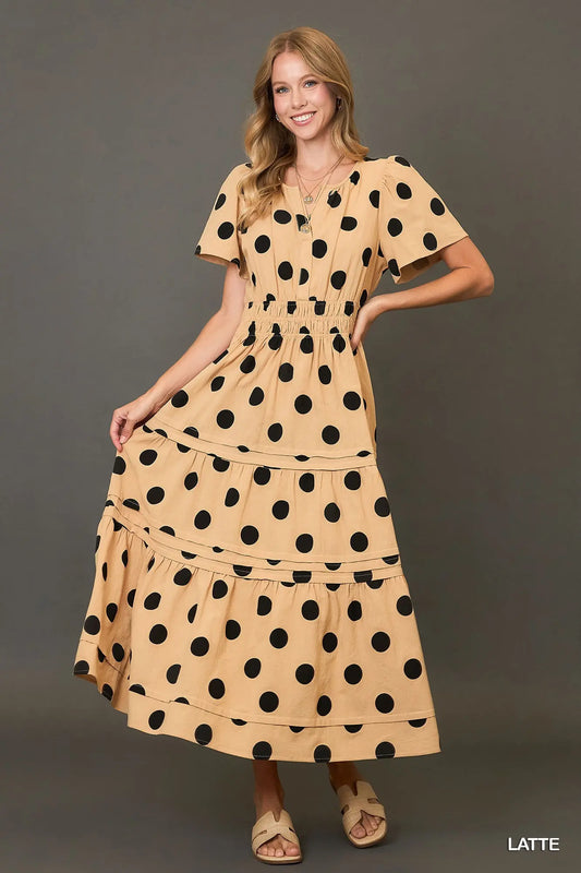 Polka Dot Tiered Maxi Dress