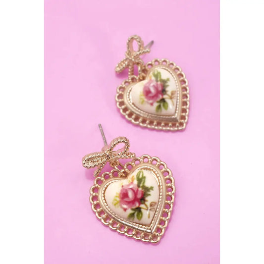 Rose Porcelain Drop Earrings