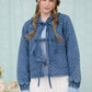 Washed Quilted Denim Front Tie Jacket