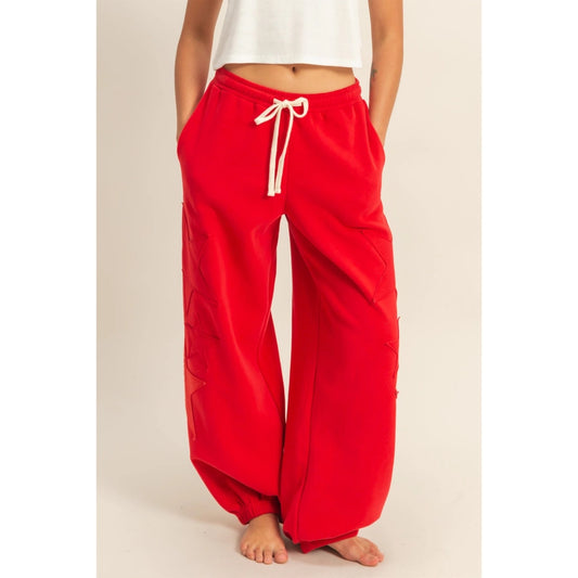 STAR PATCH JOGGERS - RED
