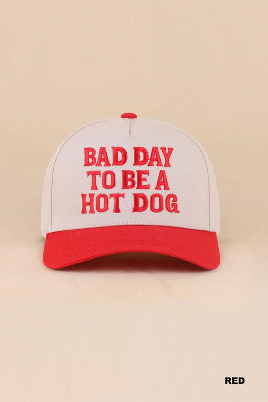 bad day to be a hot dog hat - red