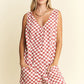 Checkered Print Romper - Red