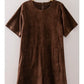 suede short sleeve romper - chocolate