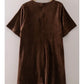 suede short sleeve romper - chocolate