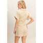 Collared Striped Sash Romper