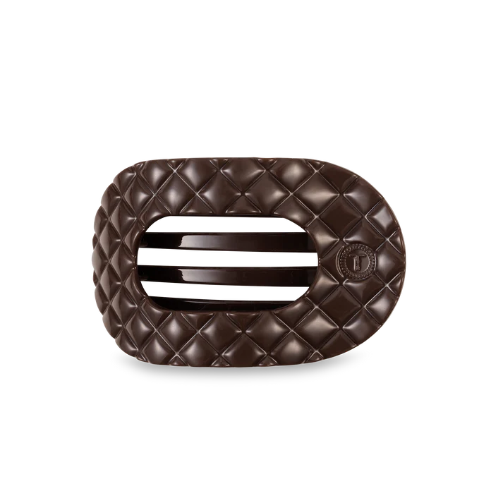 TELETIES Truly Taupe Quilted Flat Round Clip - Medium