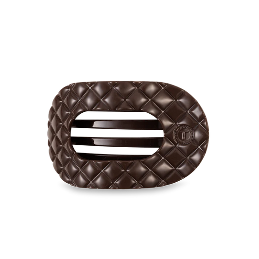 TELETIES Truly Taupe Quilted Flat Round Clip - Medium