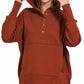 HALF BUTTON FLEECE HOODED PULLOVER