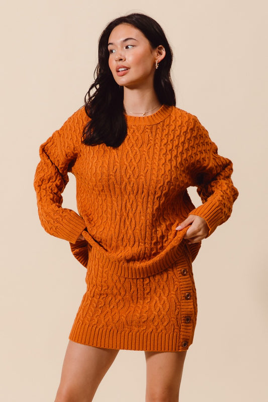 Cable Knit Sweater Skirt