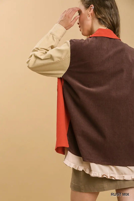 Rust Color Block Jacket