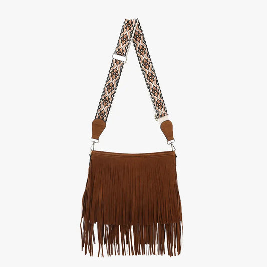 Sadie Suede Fringe Crossbody Bag - Brown