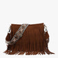 Sadie Suede Fringe Crossbody Bag - Dark Brown