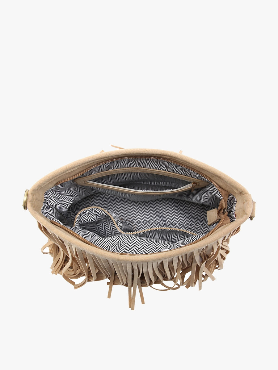 Sadie Suede Fringe Crossbody Bag - Dark Brown