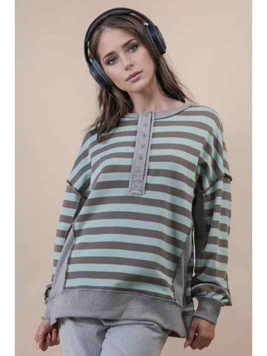 Mocha Mist Button Top