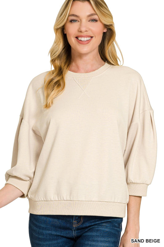 Dolman Sleeve Scuba Pullover - Sand Beige