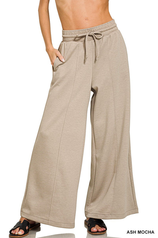 Scuba Drawstring Wide Leg Pants