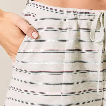 french terry striped shorts - heather gray