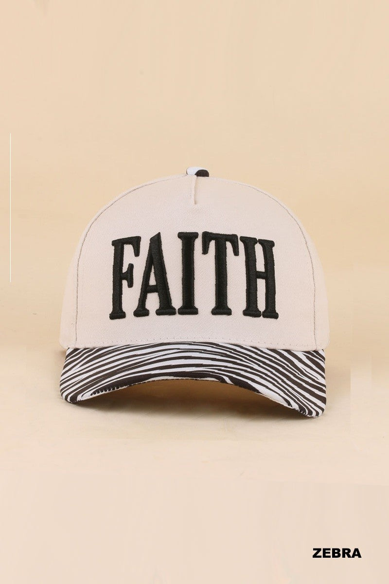 faith hat - zebra