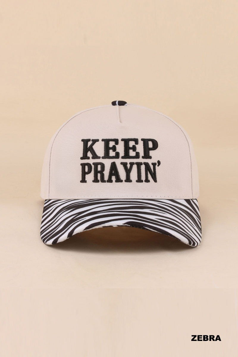 keep prayin hat - zebra