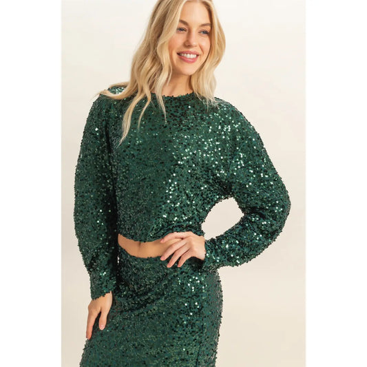 Glittering Green Sequin Top