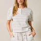 french terry striped boxy top - heather gray