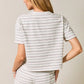 french terry striped boxy top - heather gray