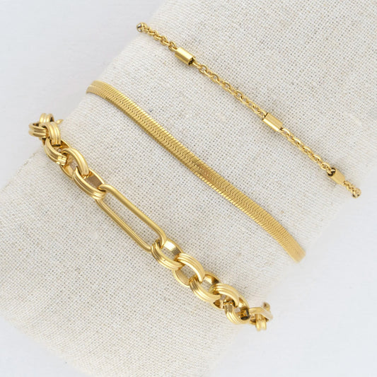 Waterproof Snake Chain Bracelet Set