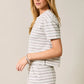 french terry striped boxy top - heather gray