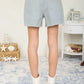 Distressed Hem Braid Drawstring Shorts