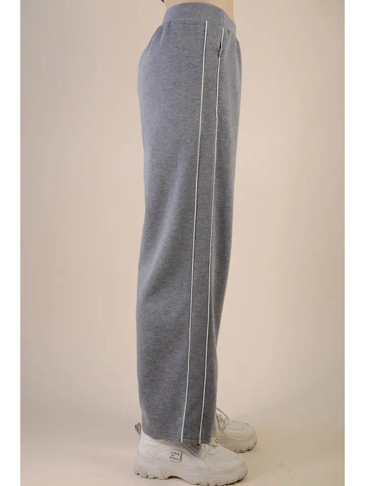 Just Hanging Around Wide Leg Pants - Gray