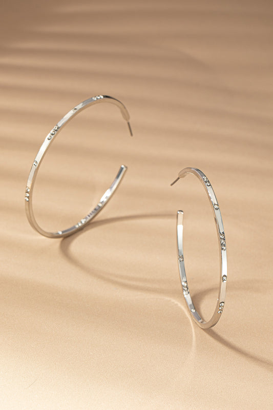 Silver Rhinestone Hoops