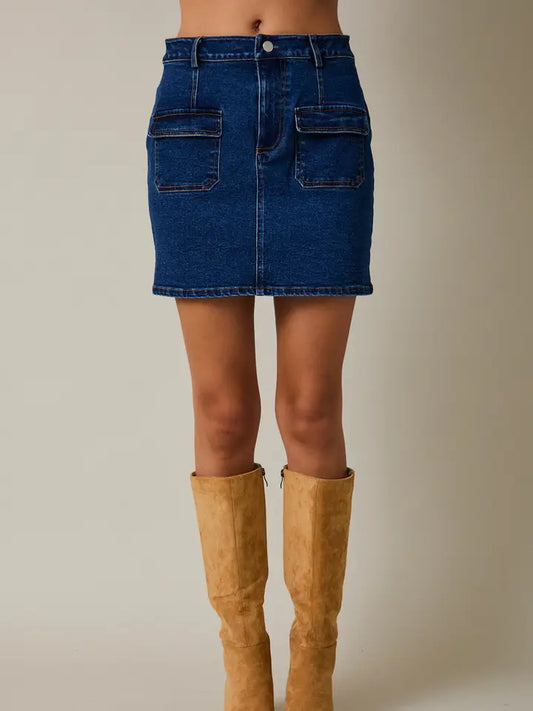 Pocket Detail Denim Mini Skirt