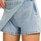 wrap front denim skort