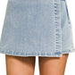 wrap front denim skort