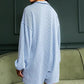 Oversized Collared Knit Romper - Sky Blue