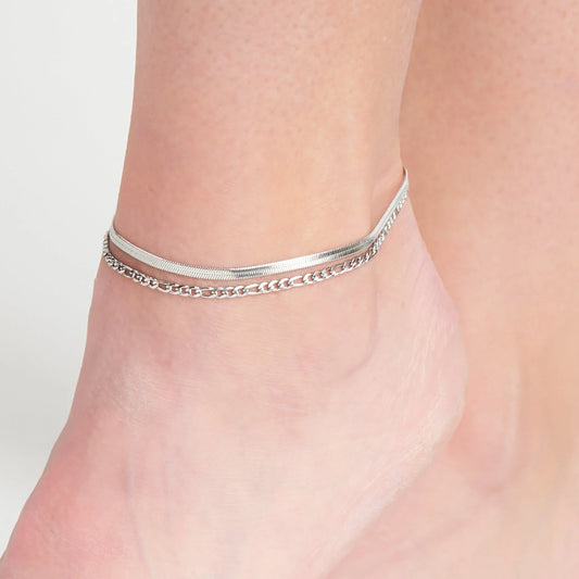 Waterproof Multi Row Snake Chain Anklet