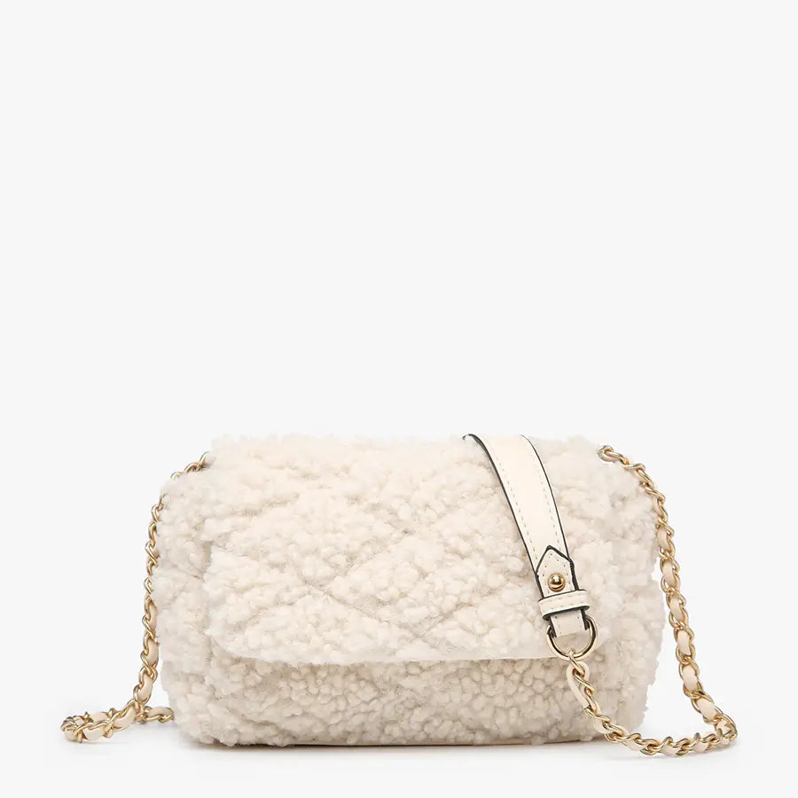 Sofia Sherpa Crossbody Bag - Off White