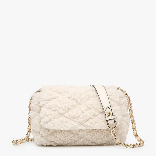 Sofia Sherpa Crossbody Bag - Off White
