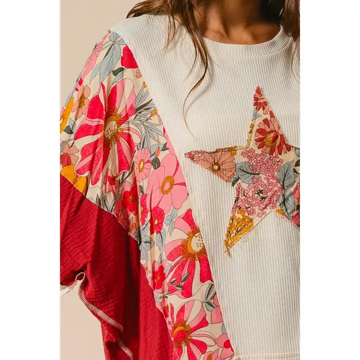 star print mixed and match top