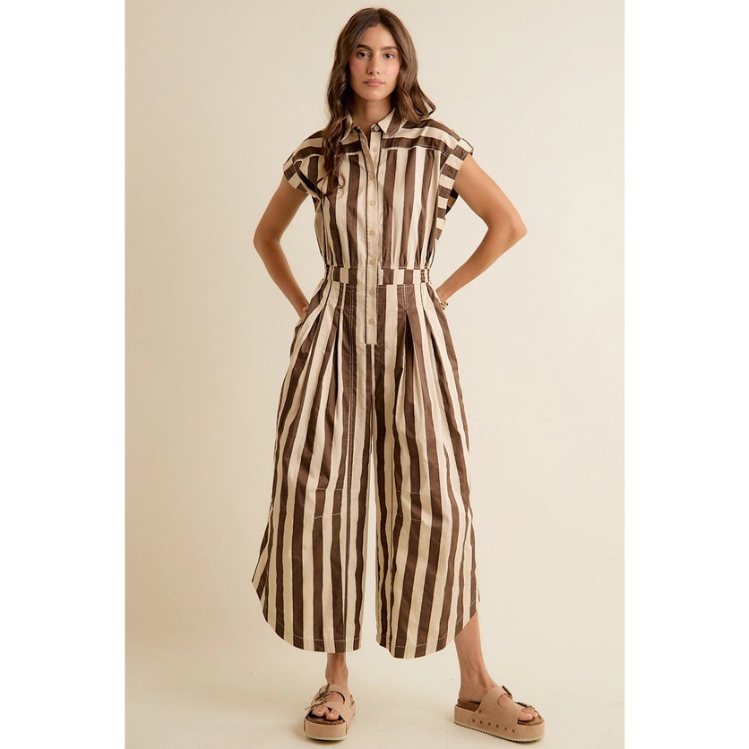 Be Her Wide Leg Striped Jumpsuit