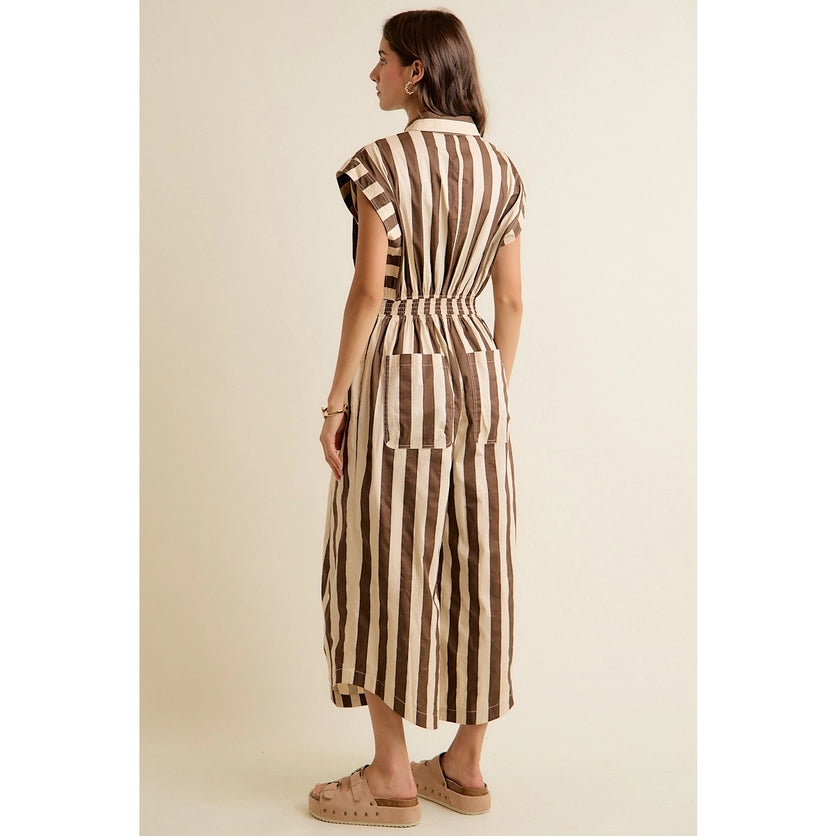 Be Her Wide Leg Striped Jumpsuit