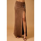 Western Buckle Faux Suede Maxi Skirt